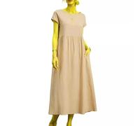 BAWUTZ Abito Estivo per Abiti da Donna in Lino, Abiti da Camicia Abito per Il Tempo Libero con Borse, Abito da Donna, Abiti in Lino di Cotone, Vintage in Abito Estivo a Solo coulor (XL,Farbe)