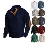 BAWUTZ Felpa da Uomo in Velluto a Coste, Camicia Polare Invernale a Maniche Lunghe con Felpa da Uomo, Felpa Pullover per Il Tempo Libero con Maniche Lunghe da Uomo con Collo Alto (XXL,Navy Blau)