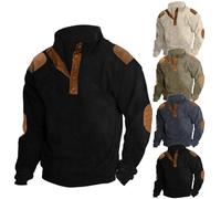 BAWUTZ Felpa da Uomo in Velluto a Coste, Camicia Polare Invernale a Maniche Lunghe con Felpa da Uomo, Felpa Pullover per Il Tempo Libero con Maniche Lunghe da Uomo con Collo Alto (L,Schwarz C)