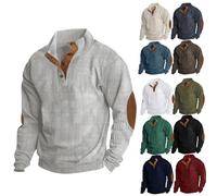 BAWUTZ Felpa da Uomo in Velluto a Coste, Camicia Polare Invernale a Maniche Lunghe con Felpa da Uomo, Felpa Pullover per Il Tempo Libero con Maniche Lunghe da Uomo con Collo Alto (3XL,Grau A)