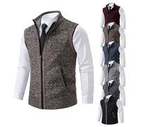 BAWUTZ Gilet Invernale da Uomo, Gilet da Uomo, Gilet Lavorato a Maglia, Cardigan Senza Maniche con Colletto rialzato, Giacca Senza Maniche, Adatto per Ciclismo, Corsa, Escursionismo (4XL,Kaffeefarbe)