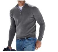 BAWUTZ Maglione Basic con Zip in Cashmere da Uomo, Polo da Uomo, Classico, Maglione da Uomo con Scollo a V, Maniche Lunghe, Tocco Morbido, Zip a Un Quarto (M,Grau)