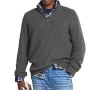 BAWUTZ Maglione Business Casual con Cerniera in Cashmere da Uomo, Maglione da Uomo con Colletto rialzato con Cerniera Ampia, Dolcevita da Uomo Lavorato a Maglia con Cerniera 1/4 (XL,Grau)