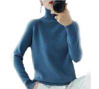 BAWUTZ Maglione da donna, in cashmere, a collo alto, 100% cashmere, a maniche lunghe, per il tempo libero, colletto alto, a maniche lunghe, per autunno e inverno, Blu, xxl