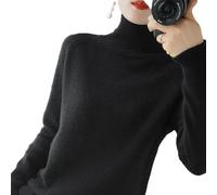 BAWUTZ Maglione da donna, in cashmere, a collo alto, 100% cashmere, a maniche lunghe, per il tempo libero, colletto alto, a maniche lunghe, per autunno e inverno, Nero , L