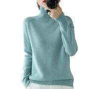 BAWUTZ Maglione in cashmere da donna, a collo alto, a maniche lunghe, per il tempo libero, con colletto alto, a maniche lunghe, per autunno e inverno, verde, xxl