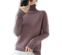 BAWUTZ Maglione in cashmere da donna, a collo alto, a maniche lunghe, per il tempo libero, con colletto alto, a maniche lunghe, per autunno e inverno, viola., xxl