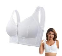 BAWUTZ Reggiseno per Anziani, Reggiseno in Pizzo Taglie Forti Anello in Acciaio, Reggiseno Traspirante con Chiusura Anteriore per Anziani, Reggiseno Acciaio per Donne Taglie Forti (52/120,Weiß)