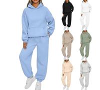 BAWUTZ Tuta da donna per il tempo libero con cappuccio, set tuta da jogging da donna, tuta per il tempo libero,felpa con cappuccio a maniche lunghe, tuta da donna per il tempo libero (S,Blau)