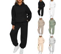 BAWUTZ Tuta da donna per il tempo libero con cappuccio, set tuta da jogging da donna, tuta per il tempo libero,felpa con cappuccio a maniche lunghe, tuta da donna per il tempo libero (M,Schwarz)