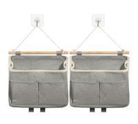 Baxcdyswe 2 Pezzi Borsa Portaoggetti da Parete, Tasche Organizzatore da Appendere Borse Porta, Organizer Appeso Tasca in Tessuto Lino Cotone Impermeabile per Camera, Cucina, Bagno, Dormitorio (Grigio)
