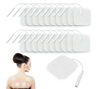 Baxcdyswe 20 Pcs Elettrodi 5 × 5 cm, Riutilizzabili e Autoadesivi con Attacco Universale a Spinotto da 2mm Connettore Elettrodi Compatibili con Elettrostimolatori TENS e EMS