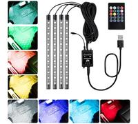 Baxcdyswe 4 Pezzi LED Auto Interni, Accessori Auto Interno, Luci Interne a LED per Auto, Impermeabile 48 Leds, Strisce con Porta USB Controllo, Multi Colore Music Sync Lampade