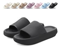 BAXIWUY Ciabatte Donna Uomo Estive Pantofole da Casa Ultra Morbide e Comode Slide Antiscivolo Nuvola Ciabatte da Mare Doccia Spiaggia Piscina Sandalo Unisex Nero, 44-45 EU