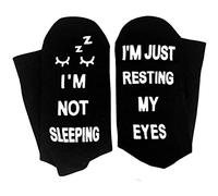 BAXIXINGYUNMU Calzini dell'equipaggio, Detti Divertenti Calzini di Cotone Non STO dormendo Mi STO Solo riposando Gli Occhi Calze Regali
