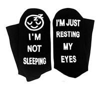 BAXIXINGYUNMU Calzini dell'equipaggio, Detti Divertenti Calzini di Cotone Non STO dormendo Mi STO Solo riposando Gli Occhi Calze Regali