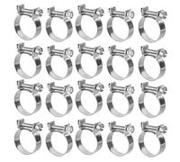 Baxnore 20 pezzi di tubi flessibili mini in acciaio inossibile 20 pezzi, clip per tubi regolabili del tipo a vite per la linea del combustibile automobilistico/connessioni del tub (17-19 mm) (18-20