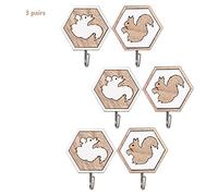 Baxnore 3 paia di ganci da parete a forma di animale per appendere chiavi e cappelli per camera da letto (Coppia di scoiattoli A3)