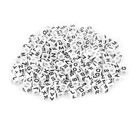 Baxnore 300pcs White Acrilic a singola lettera per perle cubo a z Accessori per collana bracciale fai -da -te perline di alfabeto carine per gioielli artigianali che fanno bambini