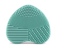 Baxnore 7 colori silicone detergente per pennelli trucco guanto a forma di cuore portatile lavapavimenti tappetino per pennelli cosmetici spugna pulizia morbido flessibile facile (Verde)