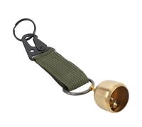 Baxnore Accessorio per zaino da escursionismo da campeggio di sicurezza per esterni in ottone con campana a forma di orso con moschettone in tessuto ispessito, portachiavi con suon (Fogliame)