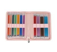 Baxnore Aghi da maglieria professionale set 55pcs in alluminio ossido a doppio appunti a colori aghi dritti per maglioni sciarpe cappelli a 11 dimensioni con sacchetto di stoccaggi