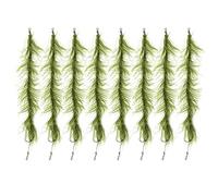Baxnore Ami da pesca alla carpa 8 pezzi Legati per capelli con filo di nylon verde erba Spinato Ami in acciaio ad alto tenore di carbonio Affondamento filo da pesca intrecciato (4#)