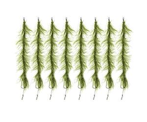 Baxnore Ami da pesca alla carpa 8 pezzi Legati per capelli con filo di nylon verde erba Spinato Ami in acciaio ad alto tenore di carbonio Affondamento filo da pesca intrecciato (4#)