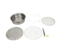 Baxnore Barbecue Portatile Rotondo Griglia a Carbone Fornello da Esterno Multifunzionale Leggero e Compatto per Picnic Campeggio in Cortile con Teglia da Forno Clip per Rete