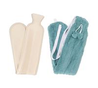 Baxnore Bottiglia d'acqua calda con copertura soffice morbida, design a strisce lunga per spalla del collo calore inverno da viaggio inverno cuscinetto da viaggio perdite in gomma (Verde)