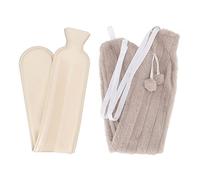 Baxnore Bottiglia d'acqua calda con copertura soffice morbida, design a strisce lunga per spalla del collo calore inverno da viaggio inverno cuscinetto da viaggio perdite in gomma (Marrone)