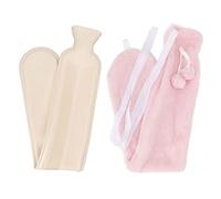 Baxnore Bottiglia d'acqua calda in gomma con copertura morbida, a lungo durata per il dolore alla vita, a prova di caloroso per le mani del letto Comfort del collo di grande capaci (Roseo)