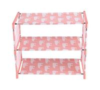 Baxnore Claimlaio a 3 livelli in tessuto intrecciato, organizzatore di stoccaggio di scarpe traspirante con telaio in acciaio, scaffale per salva (Orso polare rosa)