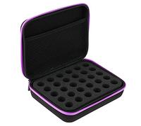 Baxnore Custodia da trasporto per olio essenziale Custodia rigida protettiva per flaconi da 5 ml 10 ml 15 ml Custodia da viaggio in pelle EVA Capacità 60 griglie Nero Blu Viola Ara (Viola)