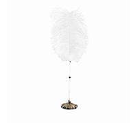 Baxnore Elegante penna d'oca per firma di matrimonio con supporto in metallo argento dorato Penna a sfera per scrittura per cerimonia di matrimonio, ricevimento, penna bianca bianc (Base dorata)