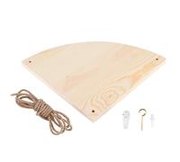Baxnore Fan Shaped Corner Shelf Wall Hanging, Pine Wood Hemp Rope Display Rack with No Drill Installation, Humidity Resistant for Small Space Decor (Fan-shaped wood board/log color)
