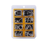 Baxnore Giochi puzzle IQ in filo metallico Set da 8 pezzi Rompicapo Giochi Giochi di sfida mentale in acciaio ad alto tenore di carbonio per adulti Intrattenimento educativo per fa
