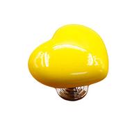 Baxnore Heart Shape Ceramic Door Knob, Zinc Alloy Drawer Pull Handle for Cabinet Wardrobe Furniture Drawer, Single Hole Design with Screws (Yellow)