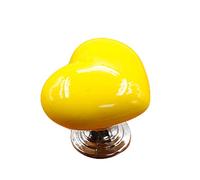 Baxnore Heart Shape Ceramic Door Knob, Zinc Alloy Drawer Pull Handle for Cabinet Wardrobe Furniture Drawer, Single Hole Design with Screws (Yellow)