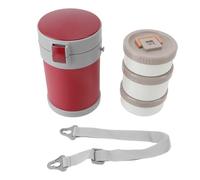 Baxnore Insulated Food Jar, Stainless Steel Lunch Container with Shoulder Strap, Microwave Thermal Food Carrier for Office Commute (Red)