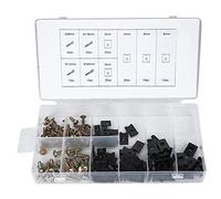 Baxnore Kit assortimento di clip e viti a U da 170 pezzi Set di elementi di fissaggio ossidati neri in acciaio al carbonio resistente con scatola di immagazzinaggio per assemblaggi