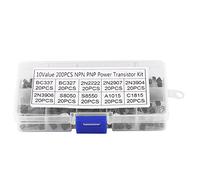 Baxnore Kit assortimento di transistor al silicio da 200 pezzi 10 tipi BC337 BC327 2N2222 2N2907 2N3904 2N3906 S8050 S8550 A1015 C1815 per progetti elettronici fai da te e riparazi