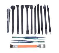 Baxnore Kit di strumenti professionali per riparazioni elettroniche 14 pezzi Set spudger con pinzette rompi schermo per telefono cellulare Saldatura PCB e manico in lega per ripara
