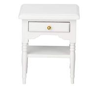 Baxnore Mini camera da letto in legno bianco in scala 1:12 Accessori per casa delle bambole Comodino realistico per decorazioni per la casa delle bambole Materiale sicuro
