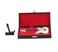 Baxnore Miniature Guitar Replica, Miniature Metal Guitar Model, Miniature Guitar Stand, Musical Instrument Ornament, Metal Mini Guitar for Home Office Decoration