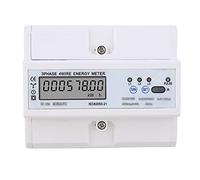 Baxnore Misuratore digitale KWH LCD trifase a 4 fili, montaggio su guida DIN, wattmetro, monitor di energia elettrica con per uso commerciale industriale, custodia in metallo ABS