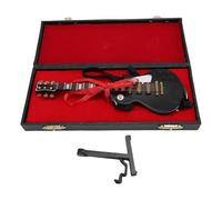 Baxnore Modello di chitarra elettrica in miniatura Mini chitarra in legno nero da 18 cm con supporto e per la collezione regalo di decorazioni per l'home office