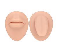 Baxnore Modello simulato di lingua in silicone per bocca, morbido e flessibile, kit di pratica per display con borchie per lingua delle labbra, per la pratica delle unghie della li (Pelle chiara)