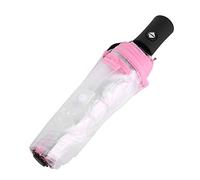 Baxnore Ombrello da pioggia trasparente da donna alla moda, pieghevole e compatto, portatile, super grande, antivento, per donne e uomini, per uso quotidiano, colore nero rosa (Rosa)