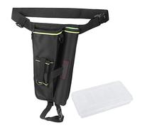 Baxnore Outdoor Fishing Leg Bag Durable Nylon Canvas Multifunctional Thigh Waist Pouch Large Capacity Storage for Hiking Camping Black Green Adjustable Straps (Black)